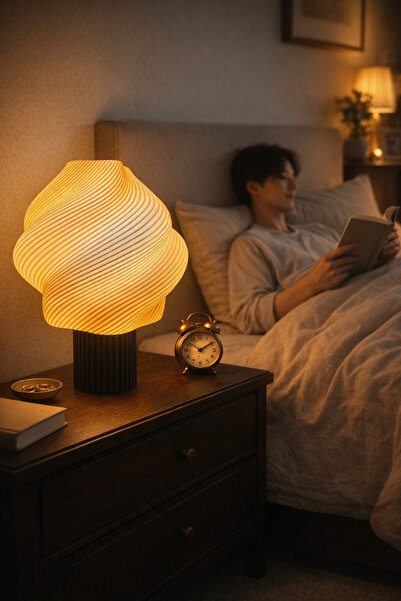 Butik Spiral Modern Abajur – Minimal Tasarım Dekoratif Gece Lambası | Sıcak O...