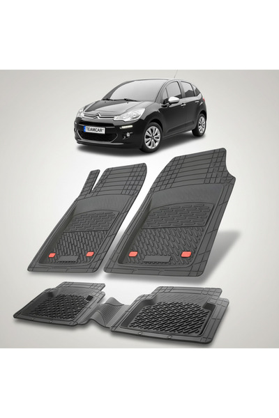 TEAMCAR Covorașe auto tip tavă Citroen C3 II (2009-2016) negre, material rezi...