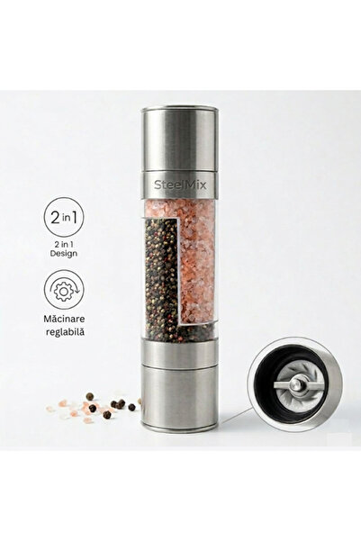 OEM Râșniță de sare și piper 2 în 1, măcinare reglabilă, mecanism ceramic, oț...