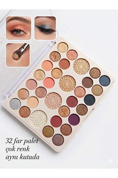 SEVRU Göz Farı Kadifemsi Doku Toprak Tonları 32 Renkli Vurgulayıcı Eyeshadow ...