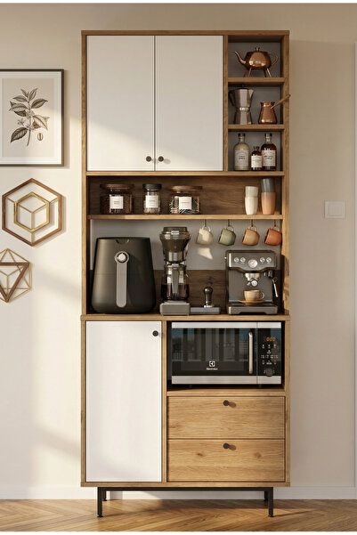 Yurudesign Royce Serisi Kahve Köşesi Çok Amaçlı Dolap Mutfak Dolabı Sepet-Bey...