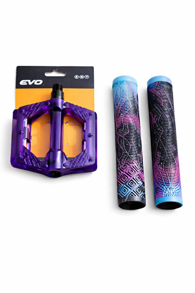 Evo Bisiklet Çivili Platform Pedal ve 17 Cm Bisiklet Direksiyon Çok Renkli El...