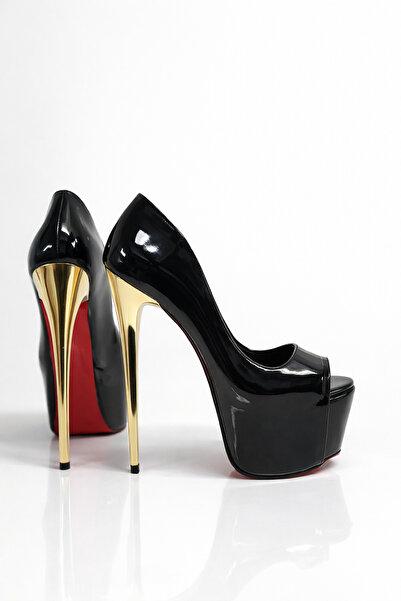HAYYSHOES Polarisia Siyah Rugan Kadın Platform Yüksek Topuklu Ayakkabı 6 cm P...