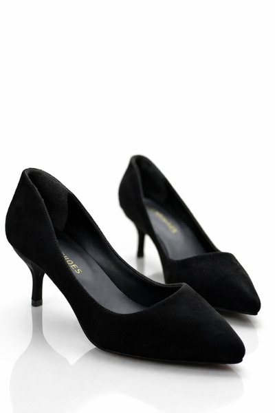HAYYSHOES AURORA Siyah Süet Stiletto Kadın Topuklu Ayakkabı 5 Cm