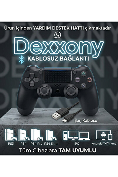 Dexxony Premium Bluetoothlu PS4 Oyun Kolu Gamepad / PS4, PS3, Android TV ve M...