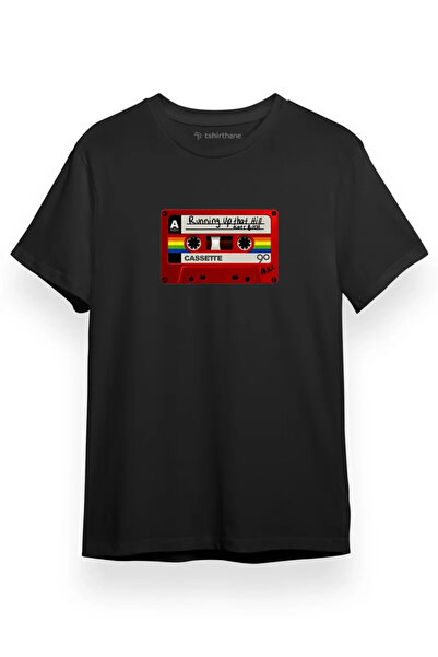 Tshirthane Stranger Things Kaset Siyah Kısa kol Erkek Tshirt