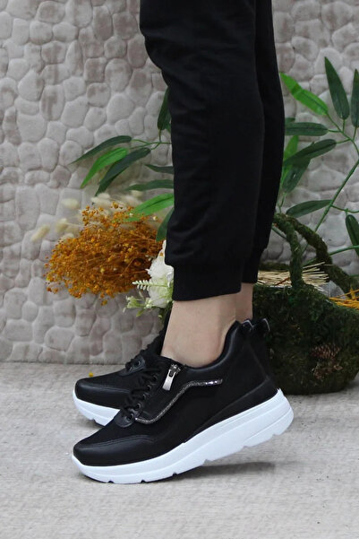 Alphus Pantofi sport casual pentru femei cu talpă cu pană cu fermoar