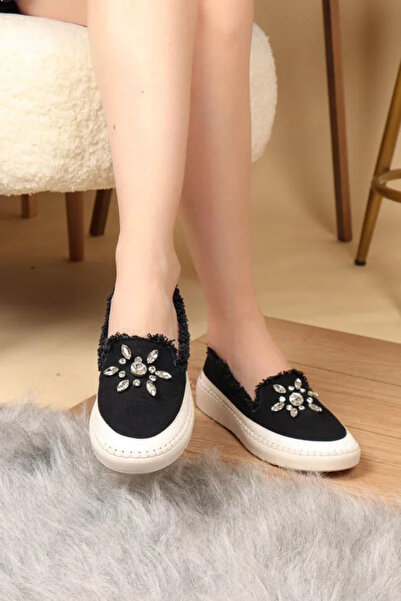 Hacıoğlu Ayakkabı Balerini de damă Vollex Denim Material Stone