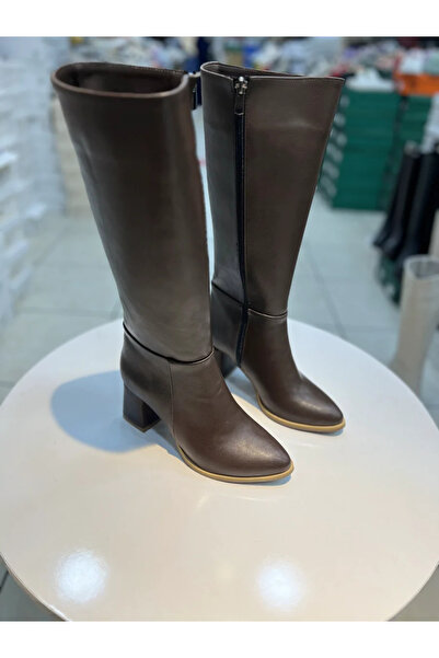 Alphus Γυναικείες κομψές μπότες με τακούνι Serrace μέχρι τη γάμπα