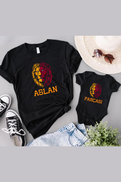 Tshirthane Sarı Kırmızı Aslan Parçası Baba Oğul Kız TEK ÜRÜN FİYATIDIR KOMBİN...