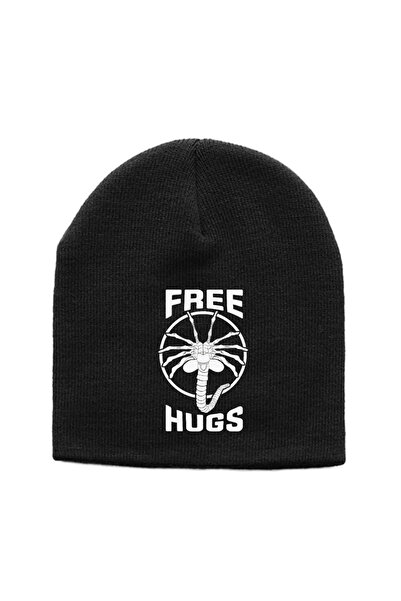 Tshirthane Безкоштовні обійми Facehugger Чорна в'язана шапка