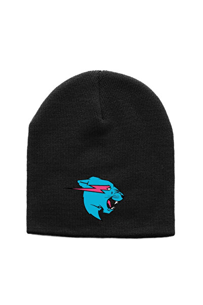 Tshirthane Beretă neagră tricotată cu logo Mr Beast