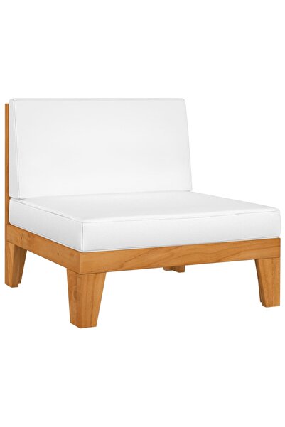 Concept Canapea de mijloc modulară, perne alb crem, lemn masiv acacia