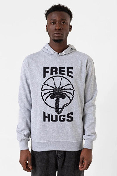 Tshirthane سويت شيرت رجالي بغطاء للرأس من Free Facehugger Hugs Grimelange 3ip