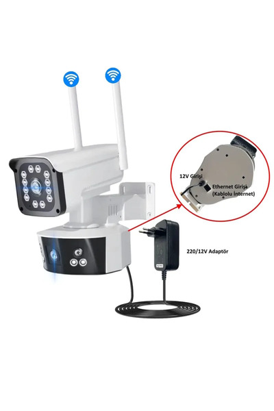 O-KAM 3032 6mp Wıfı Ptz Camera 3 Kameralı Geniş Açı