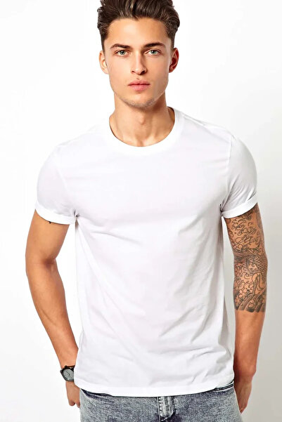 Tshirthane Tricou tricotat pentru bărbați, simplu, alb, neimprimat