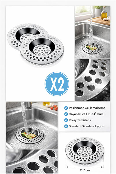 Sunplast 4 Adet Evye Lavabo Süzgeci Meta Süzgeç, Mutfak Süzgeci