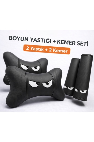 mutlu oto aksesuar Agresif Oto Yastık Ve Kemer Seti Ekstra Yumuşak 2 Yastık 2 kemer