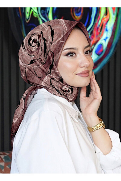 AFVENTE Gül Desen Pudra Soft Pamuk Eşarp
