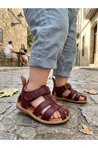 nuh kids Dnevne ortopedske dečije sandale od prave kože u bordo boji sa zečji...