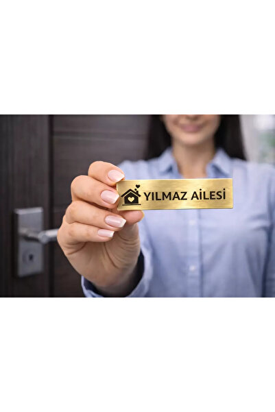 Outdoor One Kişiye Özel Kapı İsimliği Çelik Kapı İsimliği DÜZ FONT GOLD 10X3c...