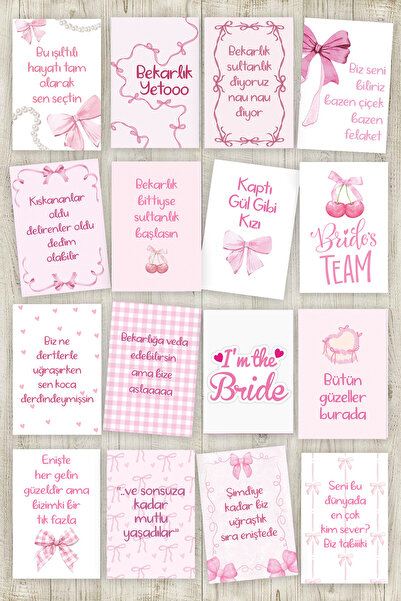 Pankart Evi بطاقات شعار حفلات توديع العزوبية 16 قطعة للعروس لتكون زفافًا قبل ...