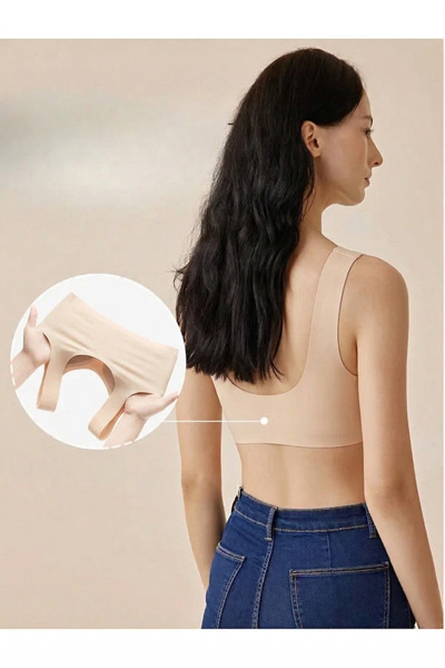 SWEETKORSE Lazer Kesim Dikişsiz Pedli Yumuşak İz Yapmaz Balensiz Invisible Görünmez Push Up Toparlayıcı Sütyen