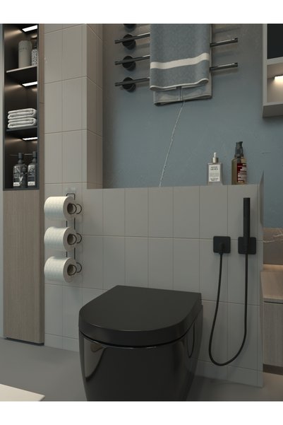 zabata 3 Layers Adhesive Toilet Paper Holder Holder Hanger Matte Black Metal Toilet Paper Holder