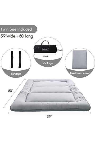 Arabest Twin Floor Futon Mattress 39x80, Foldable Sleeping Pad with Storage B...