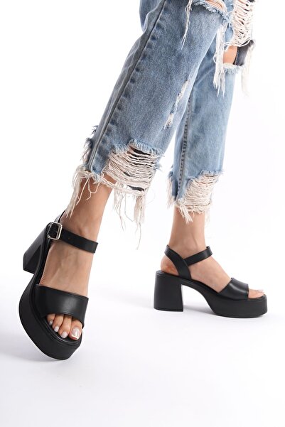 Limeo Crne visoke bočne Sa kopčom jednostruke trake otvorene prednje strane l...