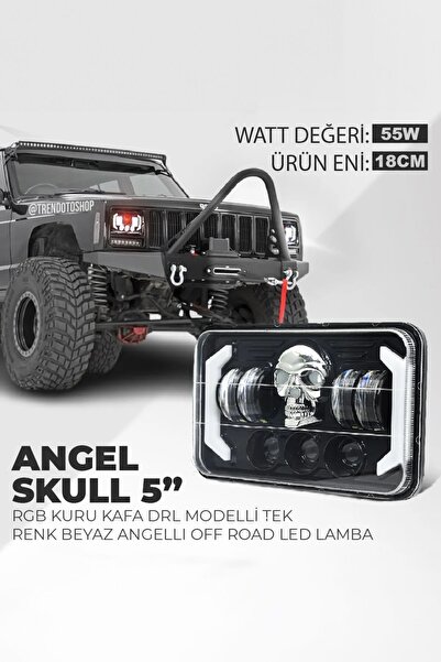 Carlifestyle E-Mark Onaylı 5" RGB Kuru Kafa Angel Skull Off Road Led Jeep Wra...