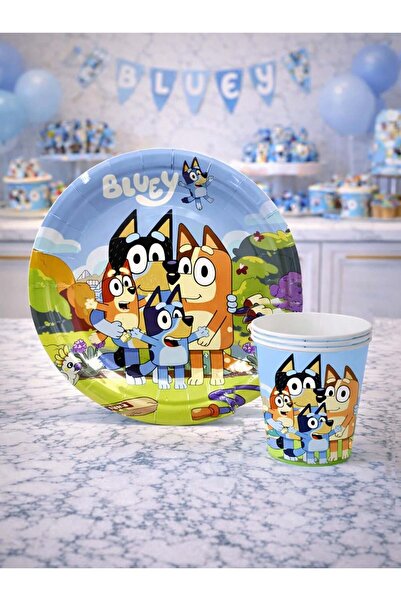 Parti Adresi Bluey Temalı Karton Tabak Bardak Set