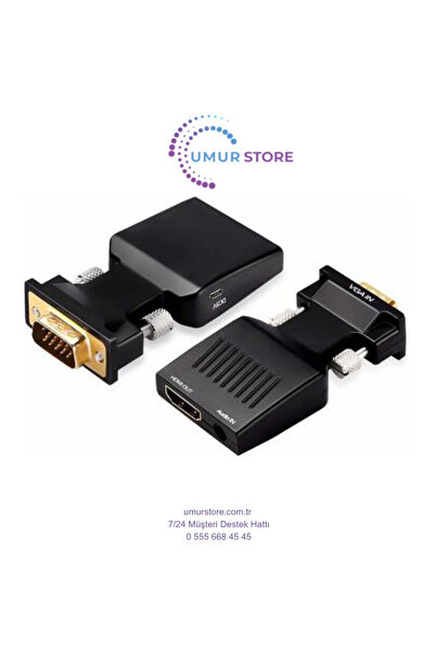 VGA To HDMI & Aux Dönüştürücü Adaptör 1080P Full Hd 60Hz Görüntü Aktarım