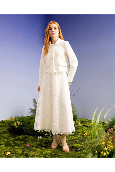 SEÇİL YENİ KADIN GÖMLEK YAKA PULLU DANTEL ŞIK CEKET 10002411111010