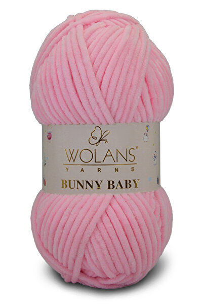 WOLANS 405 وردي مخملي ناعم - 100 جرام 120 متر حبل حياكة على شكل أرنب للأطفال