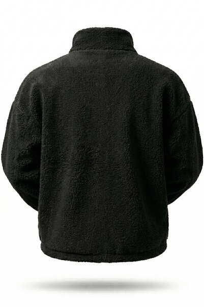 GHASSY CO Erkek Isı Termal İç Dış Sherpa Sonbahar Kış Tam Fermuarlı Peluş Polar Sweatshirt