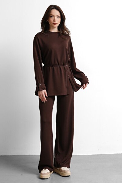 Molly Nelly طقم نسائي مكون من تنورة فضفاضة وبلوزة بأزرار وبنطلون