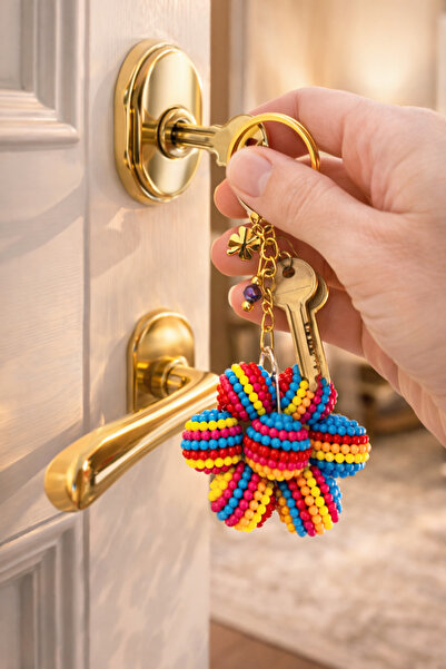 Talia&Talia Colorful Beaded Clover Detailed Keychain & Bag Charm |   Handmade...