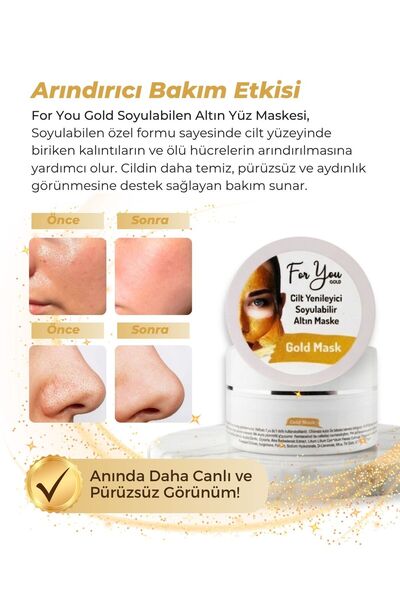 For You Gold Kırışıklık Karşıtı, Aydınlatıcı, Anti- Aging Etkili Soyulabilen Altın Maske - Gold Maske 100 ml