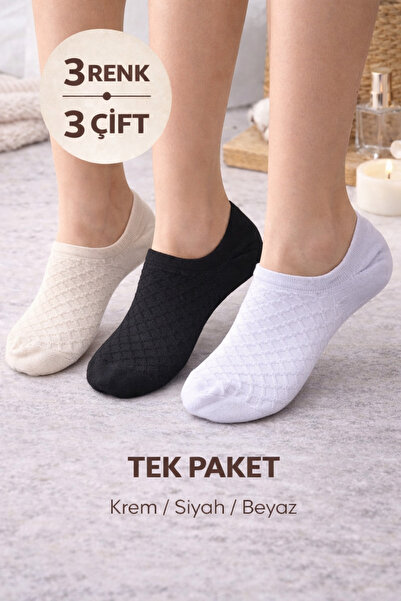 Saria Moda 3 Pairs 3 Colors Cotton Sneakers Booties Socks
