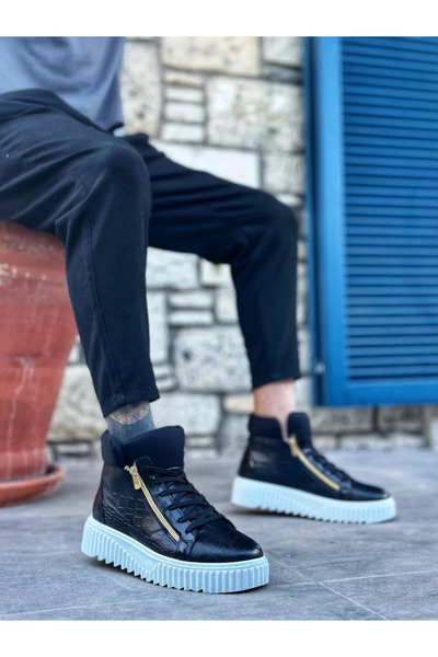 BOA SNR-512 BOA Товста висока підошва Подвійна блискавка Чорні чоловічі спорт...