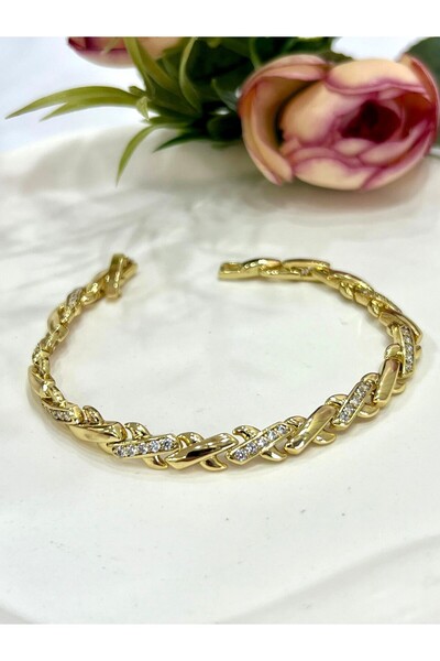 XUPING JEWELRY سوار فولاذي من نوع Vip Infinity مرصع بحجر الزركون (ذهب عيار 14/17/19 سم)