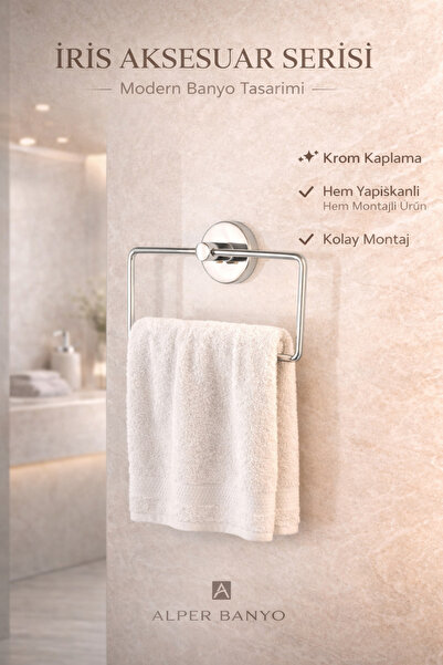 Alper Banyo Ceria Krom Eko Kare Havluluk Havlu Askısı Havlu Asacağı Ister Yap...