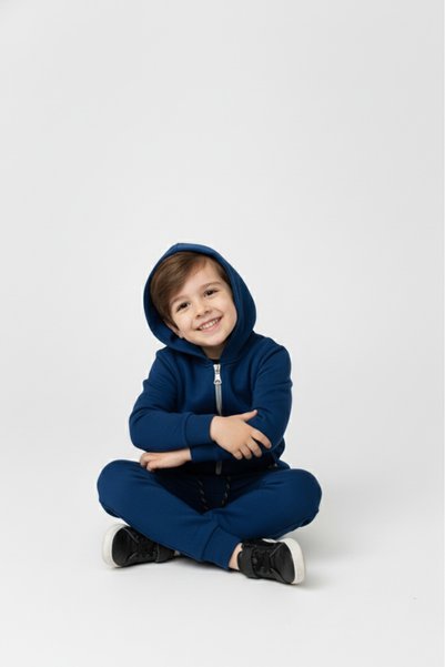 Mnk Baby&Kids Boy's Zipper Closure Hooded Transitional Tracksuit Set M00765 Indigo