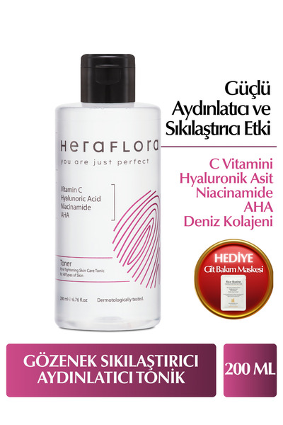 Heraflora Nemlendirici, Aydınlatıcı Tonik 200 ml - Niacinamide, Aha, C Vit Tü...