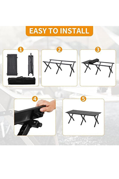 AutoFamily AUTO FAMILY Folding Aluminum Camping Table 60CM – Roll-Up Table, Portable Lightweight Grill Table