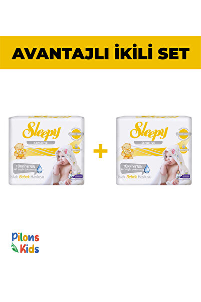 Sleepy Sensitive 3'lü Paket Bebek Islak Mendil (50 Yaprak) Avantajlı Paket