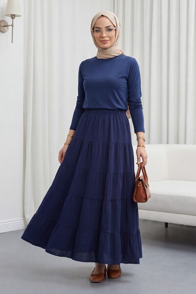 HİJABAYA Φούστα μουσελίνας με ελαστική μέση και τμηματική εφαρμογή