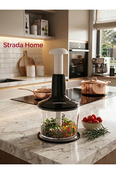 New Life Strada Home El Rondosu 1500 ML Paslanmaz Çelik 3 Bıçaklı Doğrayıcı -...