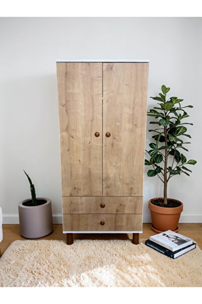 Cozibo Oslo 2 Kapılı 2 Çekmeceli Dolap - Çok Amaçlı Dolap - Giysi Dolabı